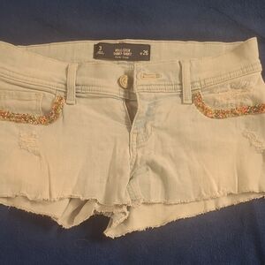 Hollister Light Blue Jean Shorts with Colorful Pocket Detail